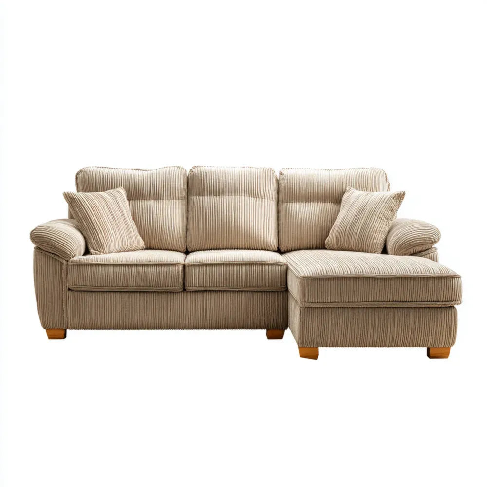 Schnittsofa Kordbezug 90x35x34 Zoll – Beige – Zeitgenössischer Stil