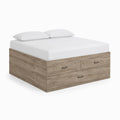 Letto matrimoniale con contenitori in legno laminato con cassetti