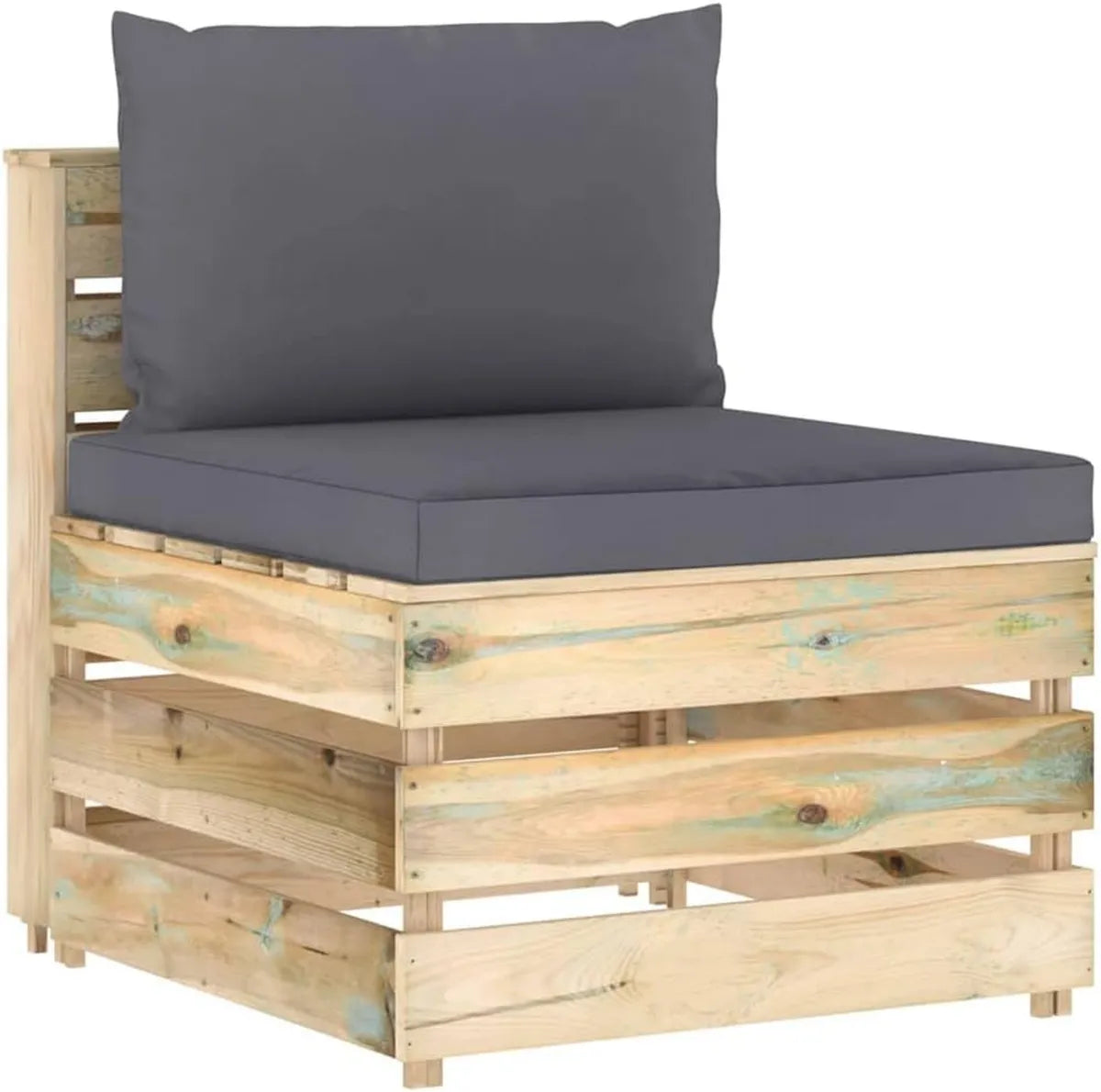 Divano Modulare con Cuscini Verde in Legno Impregnato, Set Lounge da Esterno in Pino Resistente alle Intemperie per Giardino e Patio