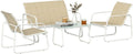 Set da Giardino Outsunny 4 Pezzi con Divano, Poltrone e Tavolino in Vetro