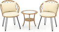 Set Mobili da Esterno in Rattan con Tavolo in Vetro e Cuscini
