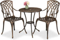 Set Bistrot 3 Pezzi: Tavolo da Giardino e Sedie in Alluminio Stile Retrò, Nero Bronzo