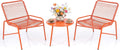 Set da Giardino in Rattan PE con Tavolo Rotondo e Poltrone Ergonomiche, Arancione