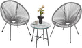 Set mobili da balcone 3 pezzi con tavolo e poltrone grigio chiaro