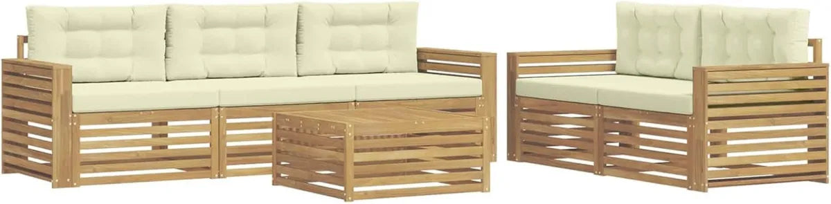 Set Divani da Giardino 6 Pezzi Bianco Crema per Esterni, Arredo Terrazza e Salotto