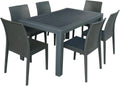 Set da Giardino in Rattan: Tavolo e 6 Sedie Antracite