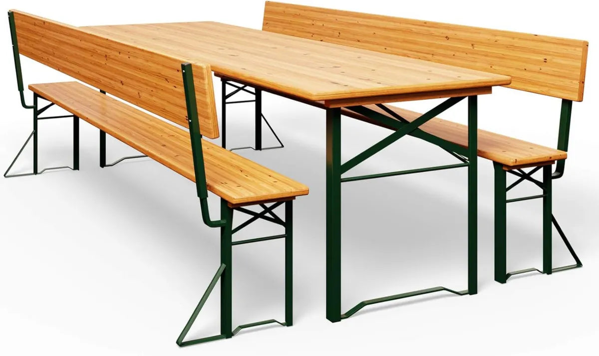 Set Mobili da Birreria: Tavolo e Panche con Schienale per Giardino e Feste