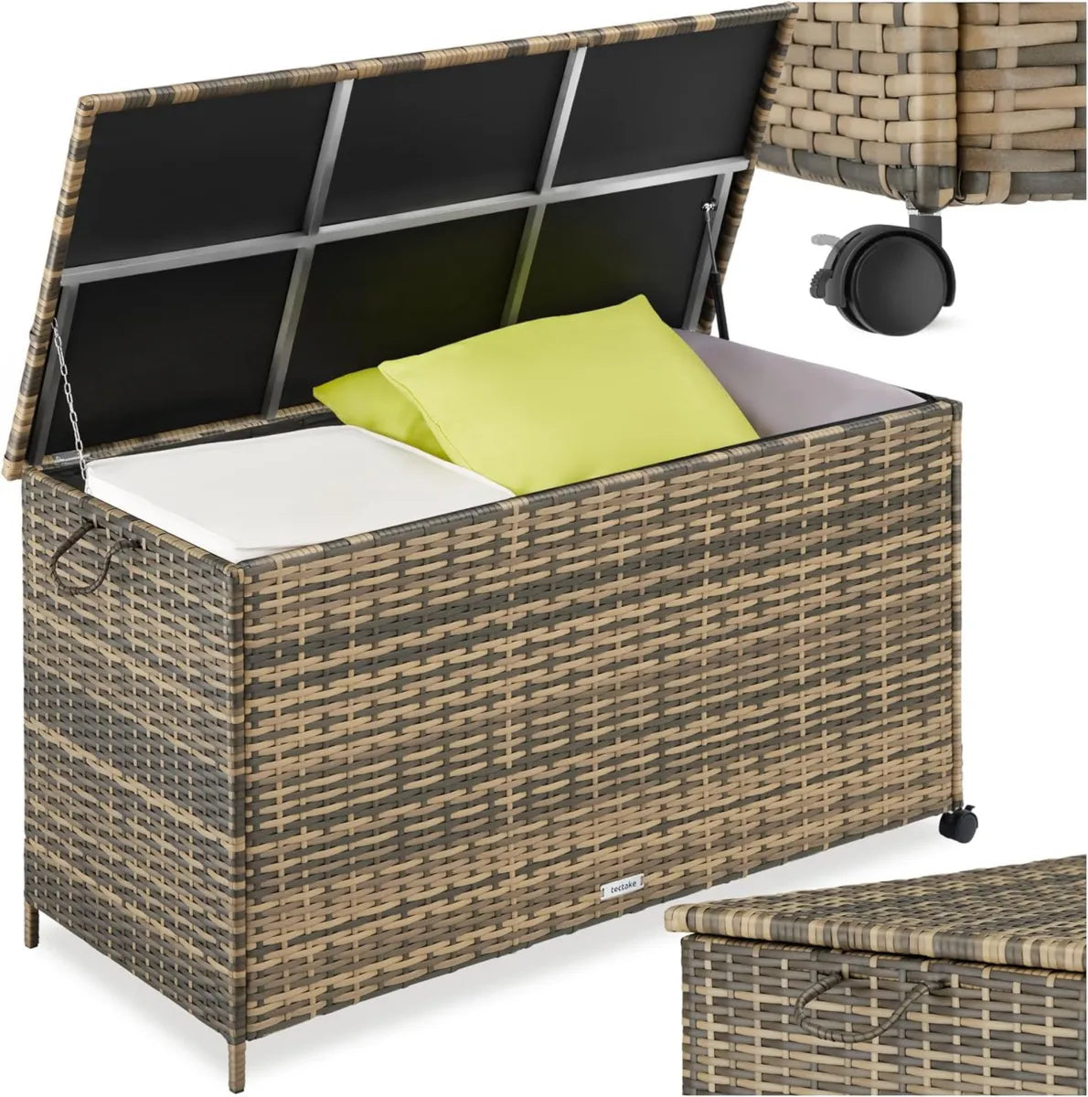 Cassapanca da Giardino in Polyrattan con Ruote, 253L