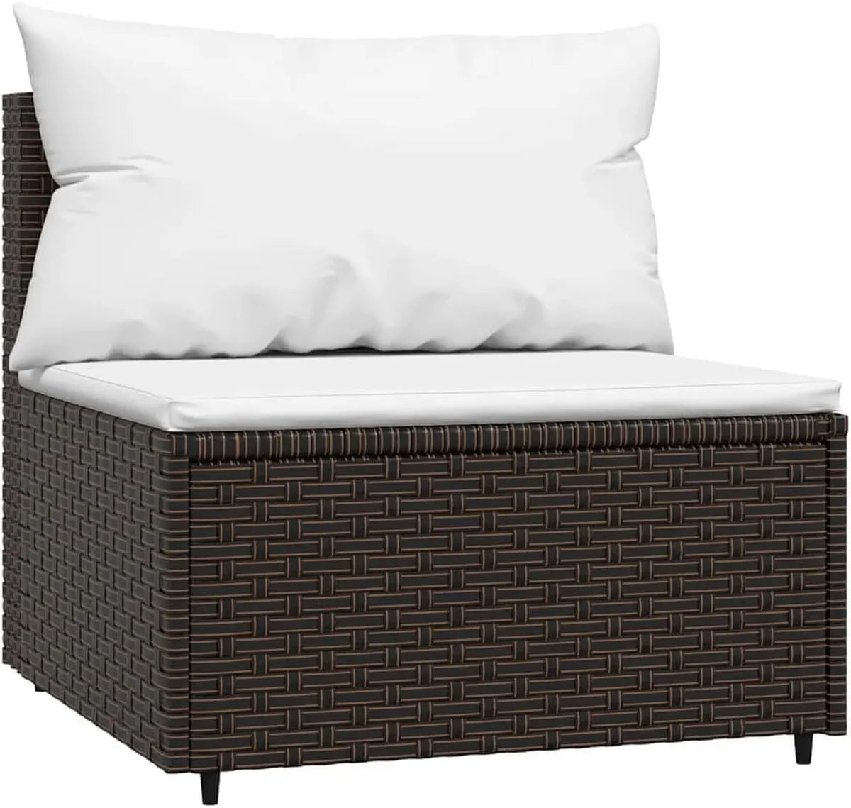Divano da Giardino Modulare in Polyrattan con Cuscini Marroni