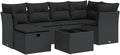 Set di Arredi da Giardino in Polyrattan Nero con Cuscini e Copertura Impermeabile