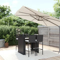 Set mobili da giardino in rattan nero con cuscini, 5 pezzi