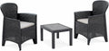 Set Salotto da Esterno in Effetto Rattan con Poltrone e Tavolino