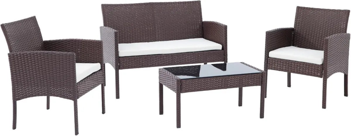 Set da Giardino in Polyrattan Ramunda, Resistente alle Intemperie, Marrone