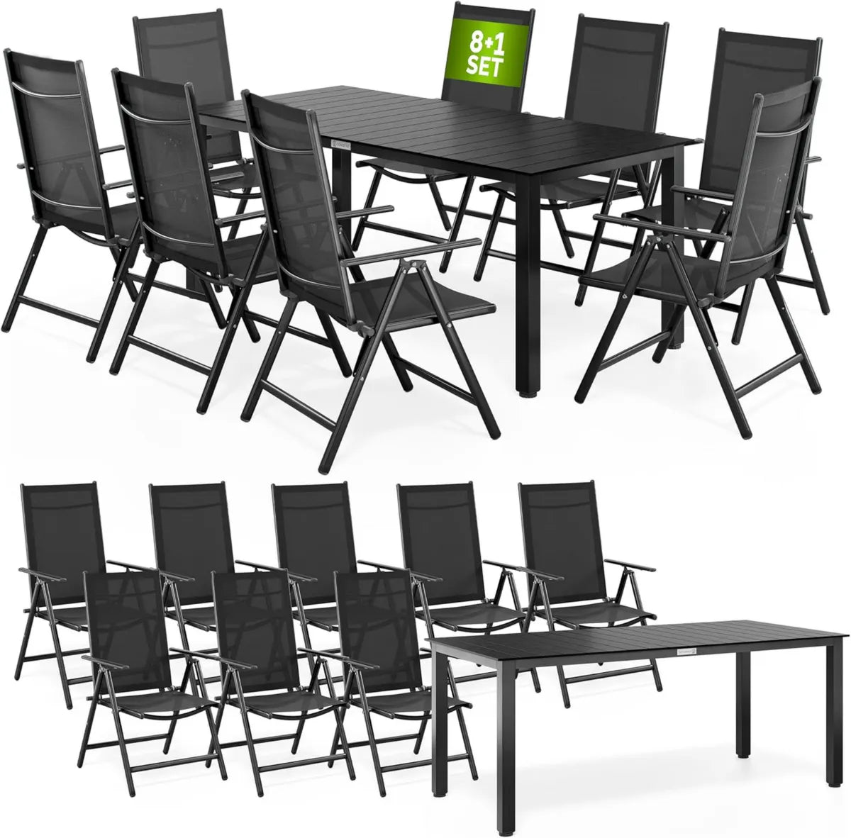 Set da Giardino con Tavolo in WPC e 4 Sedie in Alluminio, Grigio