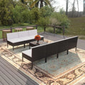 Set da Giardino in Polyrattan Nero 8 Pezzi con Cuscini Resistente alle Intemperie