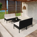 Set mobili da giardino in polyrattan nero con cuscini resistenti alle intemperie