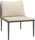 Divano da Giardino Modulabile in Polyrattan Grigio con Cuscini Beige