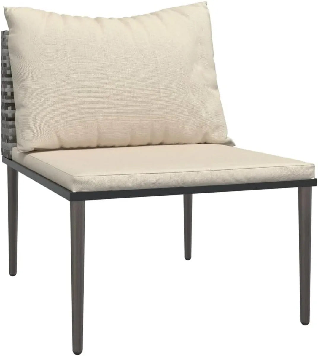Divano da Giardino Modulabile in Polyrattan Grigio con Cuscini Beige