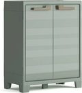 Armadio Basso in Resina Verde con 2 Ripiani Regolabili - 80x44x100 cm