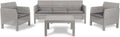 Set Arredo da Giardino Matilde, 5 Posti, Rattan Sintetico, Grigio Talpa