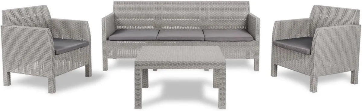 Set Arredo da Giardino Matilde, 5 Posti, Rattan Sintetico, Grigio Talpa