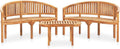 Set da Giardino in Teak con Tavolo e Panca Banana, 3 Pezzi, Portata 110 kg, Arredo Elegante per Esterni