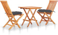 Set bistrot in teak con tavolo e sedie pieghevoli e cuscini antracite