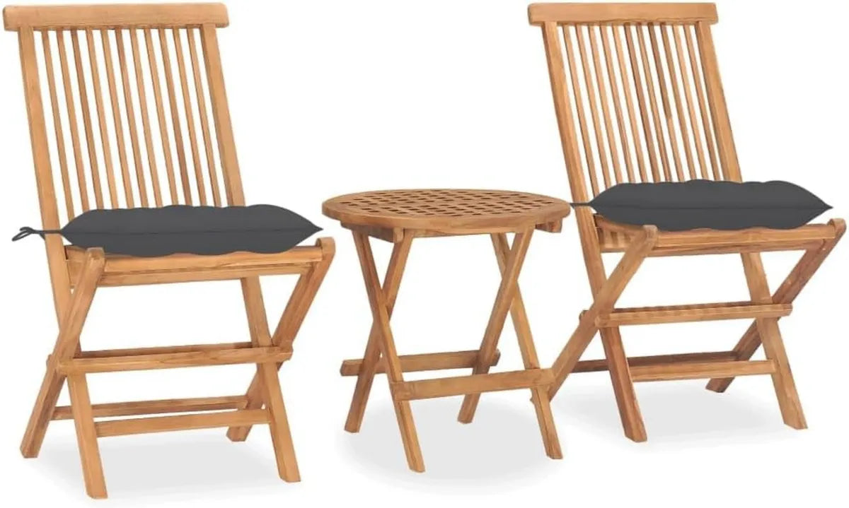 Set da giardino pieghevole in teak con 3 posti a sedere