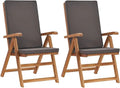 Set di 2 sedie da giardino in teak grigio con schienale regolabile e cuscini imbottiti