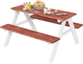 Set Tavolo Picnic per Bambini in Legno, Mobili da Giardino, Età 3-8, Colore Marrone
