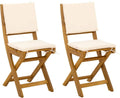 Set 2 Sedie Bistro Pieghevoli da Giardino in Legno Bianco Crema
