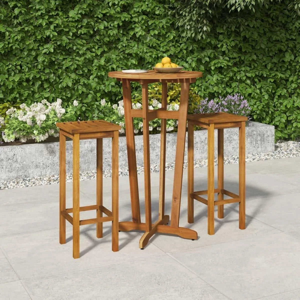 Set da Giardino in Legno Massello di Acacia, 3 Pezzi