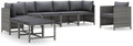 Set Arredo Giardino in Polyrattan Grigio con Cuscini, Ideale per Terrazze e Balconi
