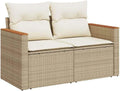 Divano da Esterno 2 Posti in Polyrattan Beige con Cuscini