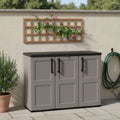 Dmora - Armadio da Esterno Multifunzionale 3 Ante, Made in Italy, 102x37x84 cm, Grigio/Nero