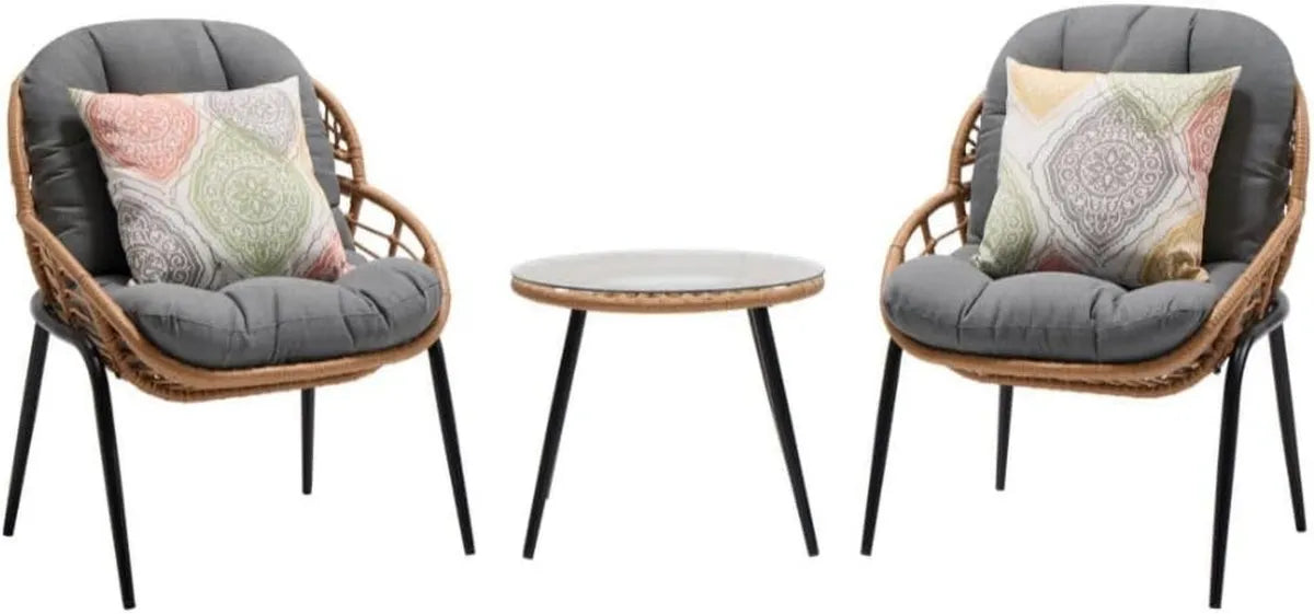 Set Salotto da Giardino in Rattan Sintetico con Divano, Poltrone e Tavolino, Ideale per Esterni