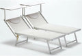 Set di Lettini Prendisole in Alluminio con Tettuccio Regolabile e Cuscino, Ideale per Giardino e Piscina, Colore Avorio