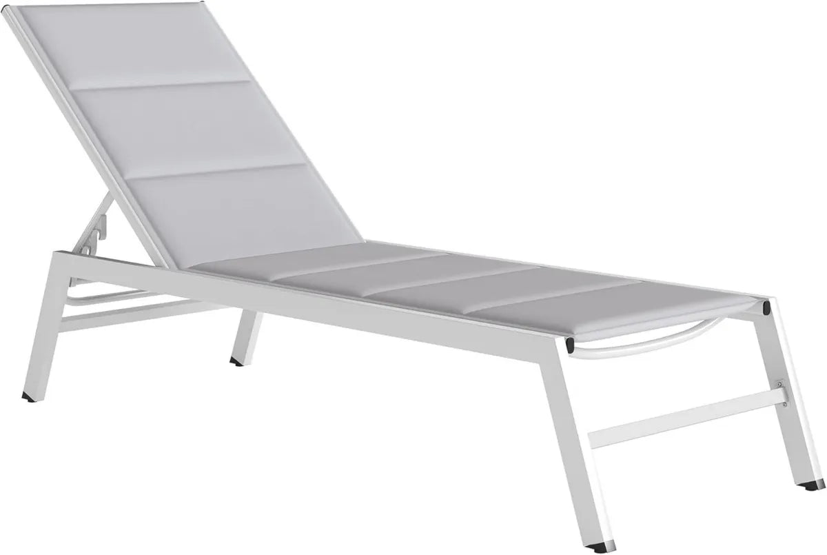 Outsunny Lettino Sdraio Regolabile in Alluminio Leggero, Imbottitura Confortevole per Giardino e Piscina, Grigio Chiaro