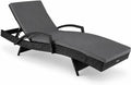Sdraio Reclinabile in Polyrattan con Cuscino, Ideale per Giardino e Piscina, 190x62x34 cm, Nero