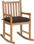 Poltrona a Dondolo in Teak con Cuscino Talpa per Esterni, Ideale per Piscina, Patio e Terrazza