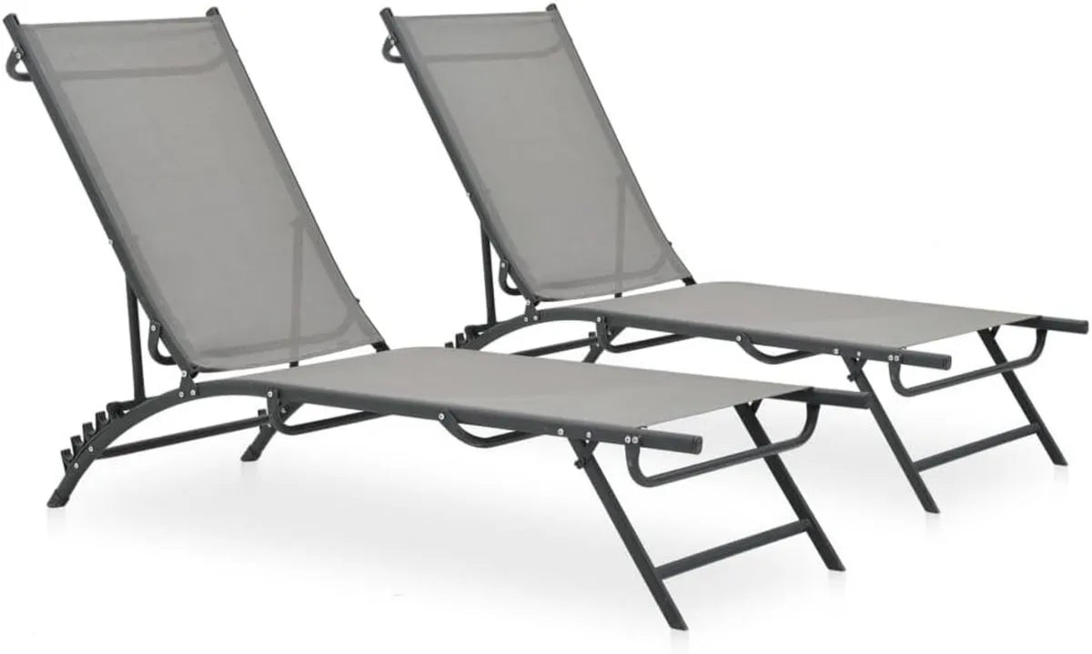 Set di 2 Lettini Prendisole in Textilene e Acciaio per Giardino e Piscina