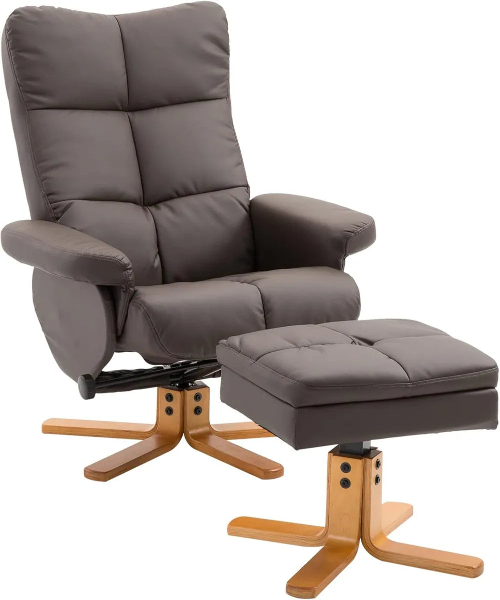 Poltrona Relax Reclinabile in Pelle PU Marrone con Poggiapiedi - HOMCOM