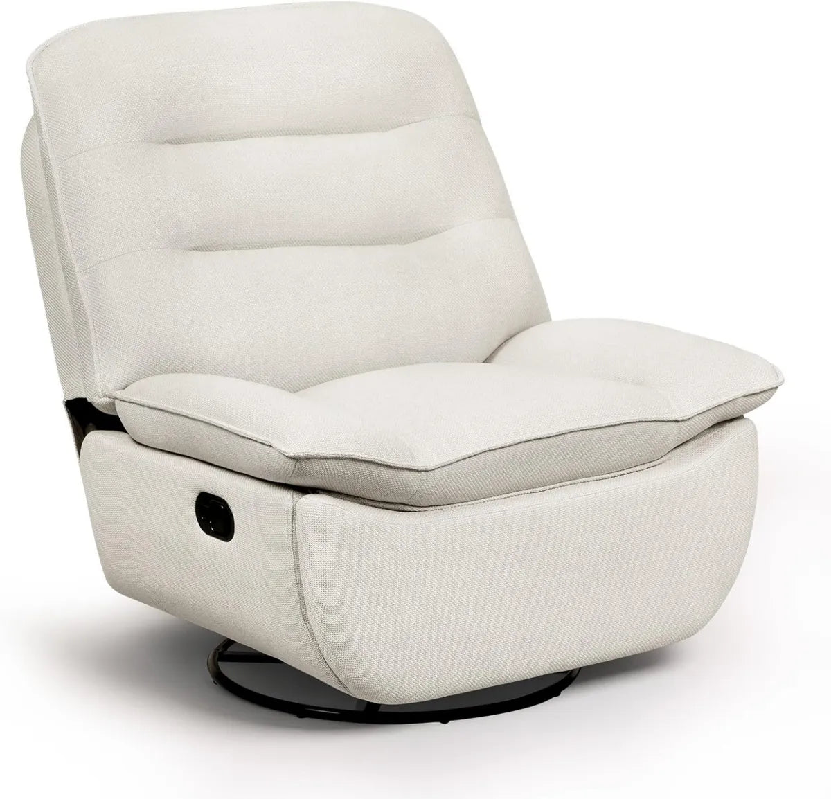 Poltrona Relax Reclinabile Manuale in Tessuto Lino Beige con Poggiapiedi