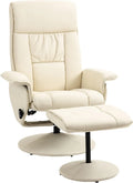 Poltrona Relax Reclinabile con Pouf Coordinato, Crema, 78x84x110cm