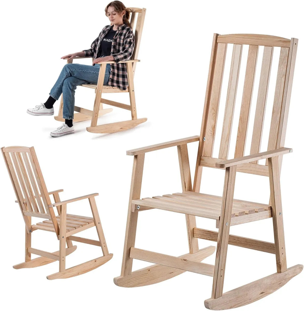Sedia a Dondolo in Legno con Braccioli KADAX per Giardino
