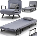 Divano Letto Singolo 3 in 1 Reclinabile, Chaise Longue Convertibile, Poltrona Imbottita con Tessuto Traspirante, Salvaspazio (Grigio)