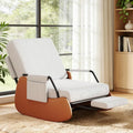 Poltrona a Dondolo Imbottita con Poggiapiedi e Schienale Regolabile, Seduta Ergonomica con Tasche Laterali, Ideale per Soggiorno e Camera da Letto, Colore Bianco