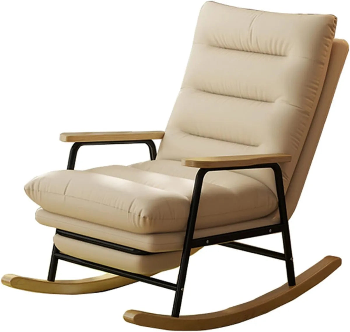 Sedia a Dondolo con Schienale Regolabile e Poggiapiedi, Ideale per Casa e Balcone, Struttura in Legno, Portata 150kg