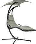 Outsunny Sedia a Dondolo da Giardino con Protezione UV e Imbottitura, Grigio, 190x115x190 cm