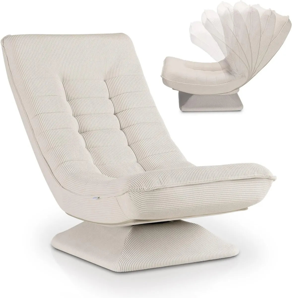 Poltrona Relax Ergonomica in Velluto 360° Girevole e Reclinabile - Beige